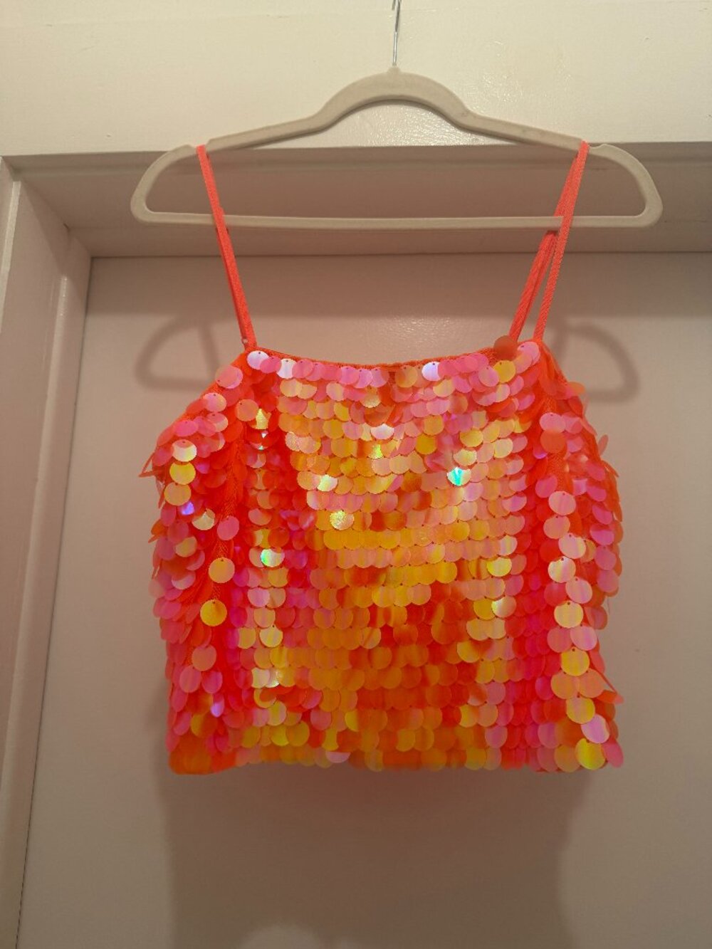 NWT Anthropologie two piece neon sequin set
